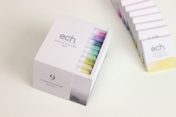 彩色之光， 生態手工巧克力食品包裝設計工程。