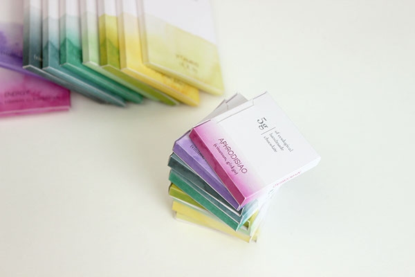 彩色之光， 生態手工巧克力食品包裝設計工程。