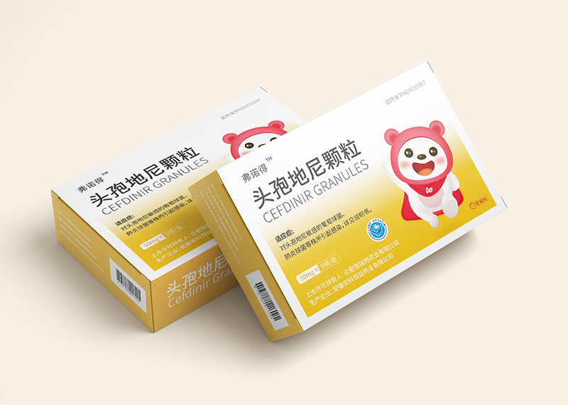 頭抱地尼顆粒兒童藥包裝設計-恩瑞特藥業